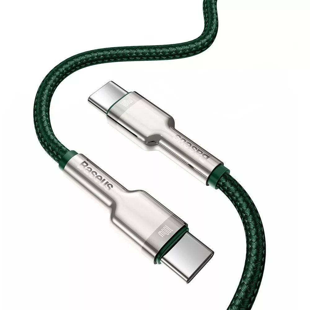 Кабель Baseus Cafule USB Type-C - Type-C 100w 5a 1м PD cable Green (CATJK-C06) - фото 2