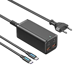 Сетевое зарядное устройство Vention 100w GaN/PPS PD 2xUSB-C/USB-A ports charger black (FBSBG-EU) - фото Сетевое зарядное устройство Vention 100w GaN/PPS PD 2xUSB-C/USB-A ports charger black (FBSBG-EU)