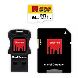 Карта пам'яті Strontium microSDXC 64GB Nitro 566X Class 10 USH-I U1 + SD-адаптер (SRN64GTFU1C)