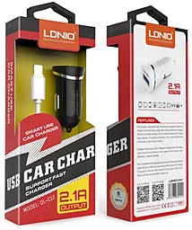 Автомобильное зарядное устройство LDNio Car Charger 2.1A + Lightning Cable Black (DL-C12)