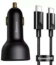 Автомобильное зарядное устройство с быстрой зарядкой Baseus Superme Digital Display PPS Dual 100w PD/QC USB-C/USB-A ports + USB-C/USB-C cable black (TZCCZX-01)