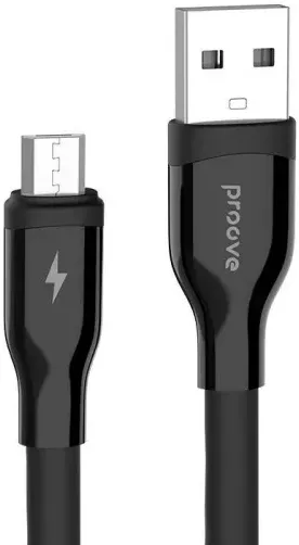 Кабель Proove Flat Out USB-A - micro USB 12w 2.4a 1м cable Black - фото 1