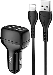 Автомобильное зарядное устройство Hoco Z36 2.4a 2xUSB-A ports car charger + Lightning cable black - фото Автомобильное зарядное устройство Hoco Z36 2.4a 2xUSB-A ports car charger + Lightning cable black