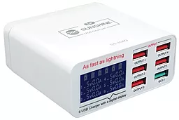 Зарядна станція Sunshine SS-304Q Fast Charger 6xUSB, 5A, 30W White
