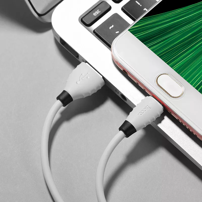 Кабель Hoco X27 Excellent USB-A - micro USB 12w 2.4a 1м cable White - фото 4