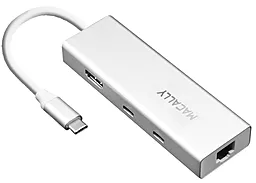Мультипортовый USB Type-C хаб Macally USB-C -> USB 3.0/USB-C/Gigabit Ethernet/HDMI Silver (UCDOCK)