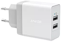 Мережевий зарядний пристрій Anker POWERPORT2 24W/4.8A V3 White
