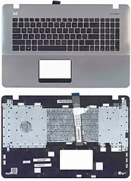 Клавіатура для ноутбуку Asus X751 X751MD X751LA X751LD X751LB з топ панеллю - чорна-срібляста