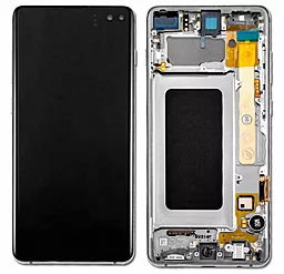 Дисплей Samsung Galaxy S10 Plus G975 с тачскрином и рамкой, оригинал, Prism White