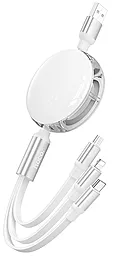 Універсальний кабель Hoco X78 3-in-1 USB-A to Type-C/Lightning/micro USB 12w 2.4a 1м сable White - фото Універсальний кабель Hoco X78 3-in-1 USB-A to Type-C/Lightning/micro USB 12w 2.4a 1м сable White