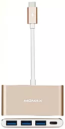 Мультипортовый USB Type-C хаб (концентратор) Momax 4 Ports USB-C /3xUSB3.0 Pink (DHC1L)