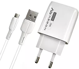 Сетевое зарядное устройство Veron AC62M 2.4a 2xUSB-A home charger + micro USB cable white