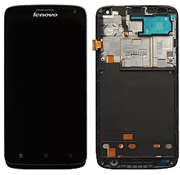 Дисплей Lenovo A628 с тачскрином и рамкой, оригинал, Black