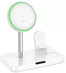 Бездротова док-станція Hoco CQ12 3-in-1 15w wireless charger white - фото Бездротова док-станція Hoco CQ12 3-in-1 15w wireless charger white
