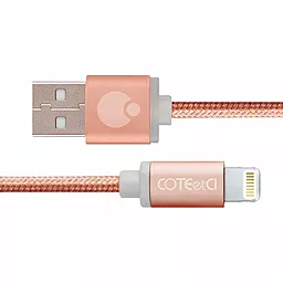 Кабель Coteetci M30i USB-A - Lightning 12w 2.4a 1м cable Rose/Gold (CS2127-3м-MRG) - фото Кабель Coteetci M30i USB-A - Lightning 12w 2.4a 1м cable Rose/Gold (CS2127-3м-MRG)
