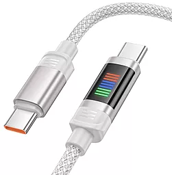 Кабель USB PD Hoco U126 Dynamic RGB LED 100w 5a 1.2m USB Type-C - Type-C cable gray  - миниатюра 2