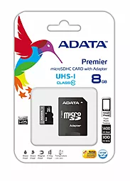 Карта памяти ADATA microSDHC 8GB Premier Class 10 UHS-I U1 + SD-адаптер (AUSDH8GUICL10-RA1) - миниатюра 2