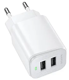 Сетевое зарядное устройство Borofone BAS81A 2.1a 2xUSB-A ports charger White - фото Сетевое зарядное устройство Borofone BAS81A 2.1a 2xUSB-A ports charger White