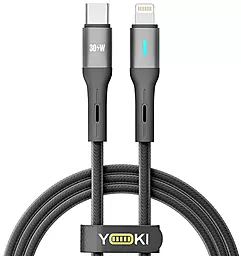 Кабель Yoki YK-LE17 LED USB Type-C - Lightning 30w 3a 1.2м PD сable Black - фото Кабель Yoki YK-LE17 LED USB Type-C - Lightning 30w 3a 1.2м PD сable Black