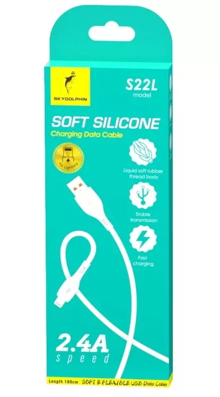 Кабель SkyDolphin S22L Soft Silicone USB-A - Lightning 12w 2.4a 1м cable White - фото 3