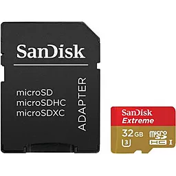Карта пам'яті SanDisk microSDHC 32GB Extreme Class 10 UHS-I U3 + SD-адаптер (SDSQXNE-032G-GN6AA) - фото Карта пам'яті SanDisk microSDHC 32GB Extreme Class 10 UHS-I U3 + SD-адаптер (SDSQXNE-032G-GN6AA)