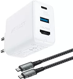Сетевое зарядное устройство AceFast A17 Multi-Function GaN 65w PD USB-C/USB-A/HDM ports HUB Charger white (AFA17W) - фото Сетевое зарядное устройство AceFast A17 Multi-Function GaN 65w PD USB-C/USB-A/HDM ports HUB Charger white (AFA17W)