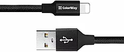 Кабель USB ColorWay Lightning 2.4А 0.25м Cable Black (CW-CBUL048-BK) - миниатюра 4