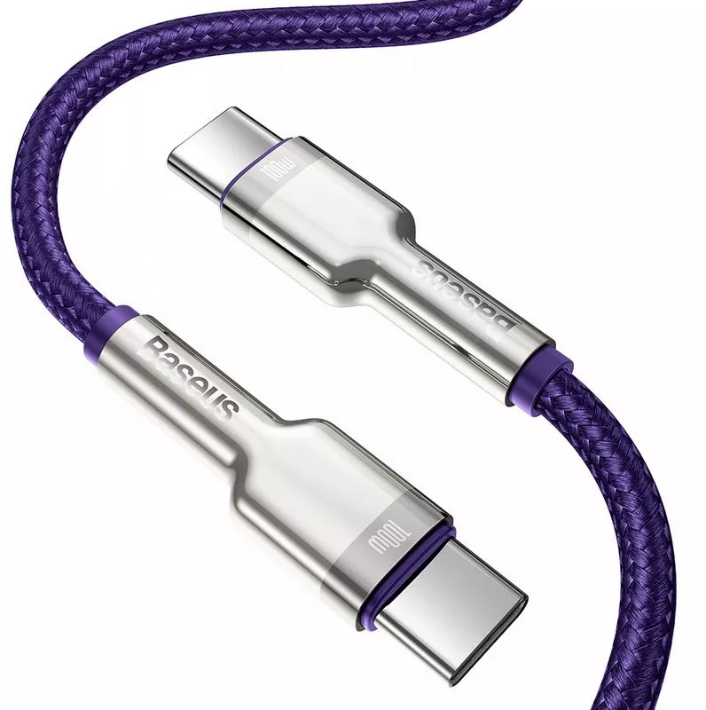 Кабель Baseus Cafule USB Type-C - Type-C 100w 5a 1м PD cable Purple (CATJK-C05) - фото 3