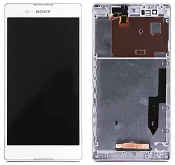 Дисплей Sony Xperia T2 Ultra (D5303, D5306, D5322) з тачскріном і рамкою, White