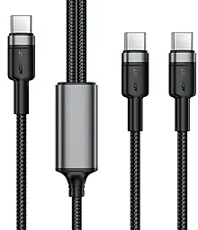 Универсальный кабель AceFast C22-02 2-in-1 Type-C to 2xType-C 100w 5a 1.2м PD сable Black - фото Универсальный кабель AceFast C22-02 2-in-1 Type-C to 2xType-C 100w 5a 1.2м PD сable Black