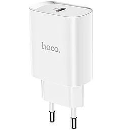 Сетевое зарядное устройство с быстрой зарядкой Hoco N14 PD 20W + USB-C to Lightning Cable White - миниатюра 3