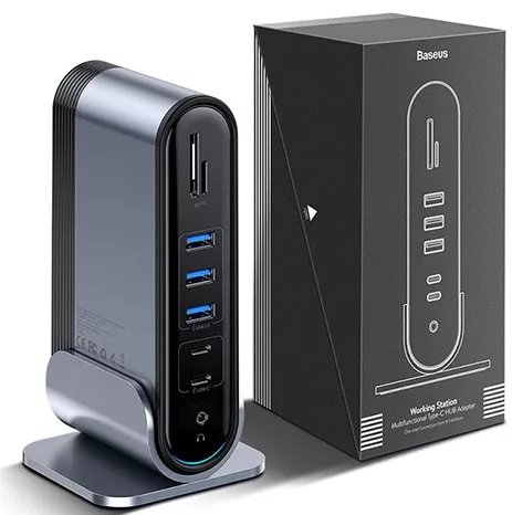 Мультипортовый USB Type-C хаб Baseus Station Three-Screen Multifunctional USB-C -> Adapter (CAHUB-DG0G) - фото 7