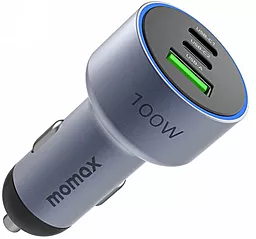 Автомобільний зарядний пристрій Momax MoVe 100w PD/QC 2xUSB-C/USB-A ports blue