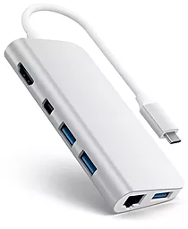 Мультипортовый USB Type-C хаб Satechi USB-C -> HDMI/DisplayPort/Gigabit Ethernet/3xUSB3.0/Card Reader/Type-C Silver (ST-TCMM8PAS) - миниатюра 6