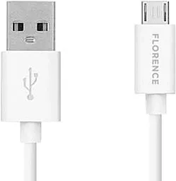 USB Кабель Florence 15W 3A micro USB Cable White (FL-2200-WM)