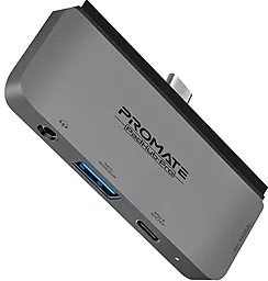 Мультипортовый USB Type-C хаб Promate 4-in-1 grey (padhub-pro.grey)
