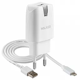 Мережевий зарядний пристрій Walker WH-21 2a USB-A car charger + Lightning cable white