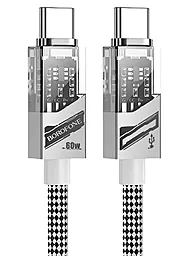 Кабель Borofone BU42 Octavia USB Type-C - Type-C 60w 3a 1.2м PD cable Gray - фото Кабель Borofone BU42 Octavia USB Type-C - Type-C 60w 3a 1.2м PD cable Gray