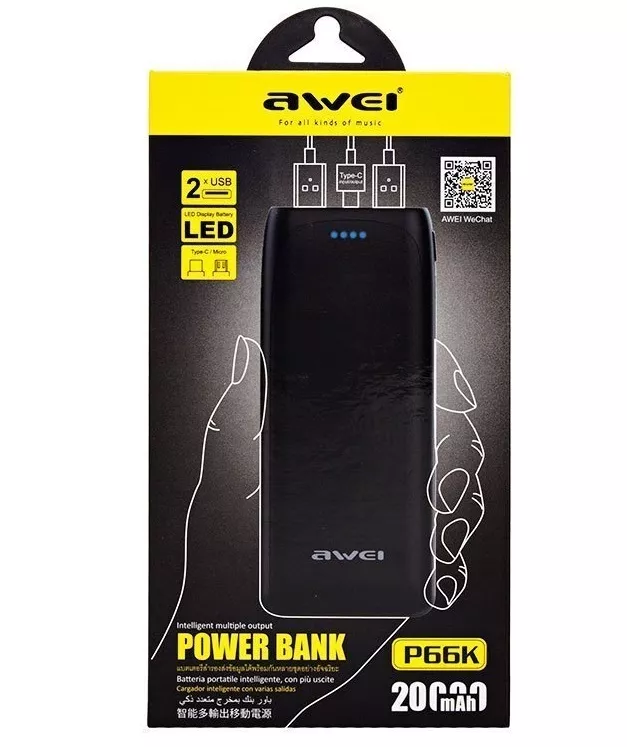 Повербанк Awei P66k 20000 mAh Black - фото 3