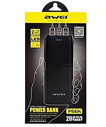 Повербанк Awei P66k 20000 mAh Black - мініатюра 3 Повербанк Awei P66k 20000 mAh Black - мініатюра 3