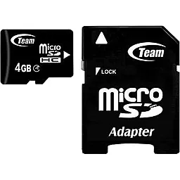 Карта памяти Team microSDHC 4GB Class 4 + SD-адаптер (TUSDH4GCL403)