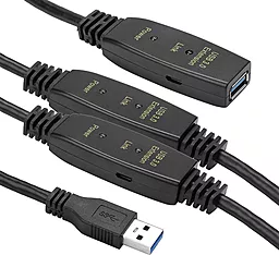 Шлейф (Кабель) PowerPlant USB 3.0 AM/AF 20м чорний (CA912865) - фото Шлейф (Кабель) PowerPlant USB 3.0 AM/AF 20м чорний (CA912865)