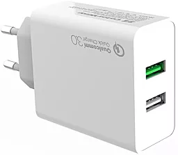 Сетевое зарядное устройство с быстрой зарядкой ColorWay 30w QC3.0 2xUSB-A ports charger white (CW-CHS021Q-WT) - фото Сетевое зарядное устройство с быстрой зарядкой ColorWay 30w QC3.0 2xUSB-A ports charger white (CW-CHS021Q-WT)