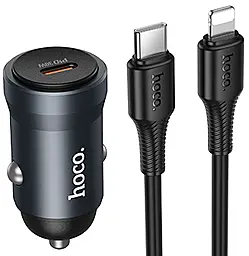 Автомобільний зарядний пристрій Hoco Z62A Energy 30w PD USB-C fast charger + USB-C to Lightning cable metal gray