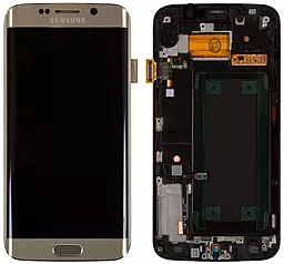 Дисплей Samsung Galaxy S6 Edge G925 з тачскріном і рамкою, original PRC, Gold