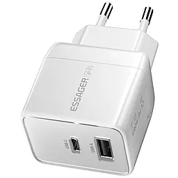 Мережевий зарядний пристрій Essager 33w Gan PD USB-C/USB-A ports charger white (ECT33W-LJB02-Z) - фото Мережевий зарядний пристрій Essager 33w Gan PD USB-C/USB-A ports charger white (ECT33W-LJB02-Z)