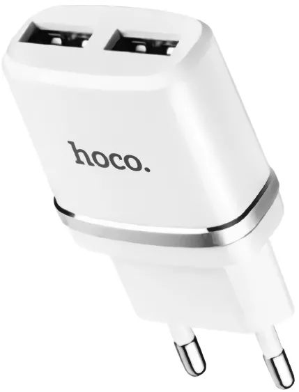 Сетевое зарядное устройство Hoco C12 2.4a 2xUSB-A ports charger white - фото 1