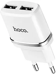 Сетевое зарядное устройство Hoco C12 2.4a 2xUSB-A ports charger white