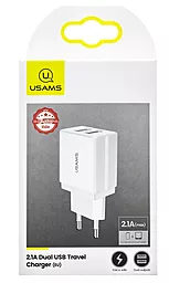 Сетевое зарядное устройство Usams US-CC090 T24 Dual USB Travel Charger 2.1A EU White - миниатюра 3