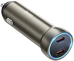 Автомобильное зарядное устройство Hoco Z54B 60w PD 2xUSB-C ports car charger gold - фото Автомобильное зарядное устройство Hoco Z54B 60w PD 2xUSB-C ports car charger gold